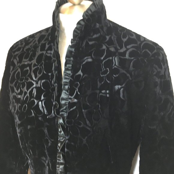 Noviello Bloom Black Velvet Victorian 90’s Jacket - Picture 3 of 12
